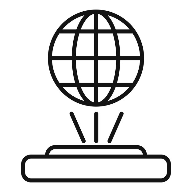 Vector de contorno de icono de recorrido virtual de la Tierra Diseño de aplicaciones girar