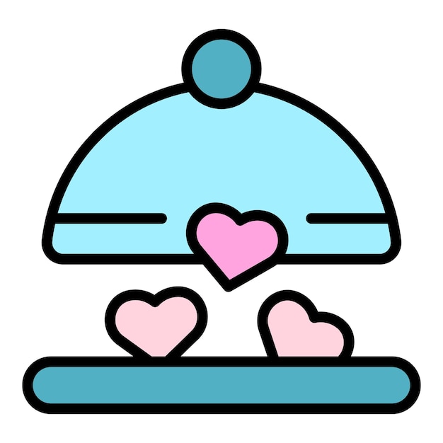 Vector de contorno de icono de regalo de boda Servicio de evento Cerimonia de fiesta Color plano