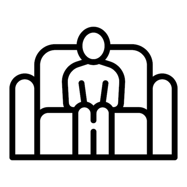 Vector de contorno del icono de relajación pasivo del sofá Peligro de nutrición de la grasa corporal adulta