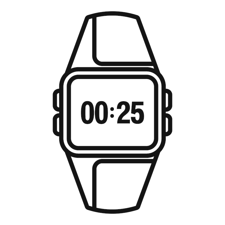 Vector vector de contorno del icono del reloj inteligente de datos aplicación de banda de red