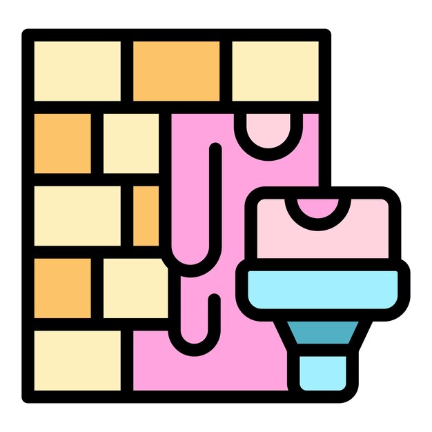 Vector de contorno de icono de remodelación de inodoro Remodelación de la pared Remodelación del color de la casa plana