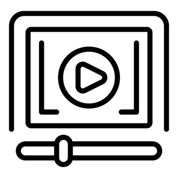 Vector de contorno del icono del reproductor de video Educación de la biblioteca Película