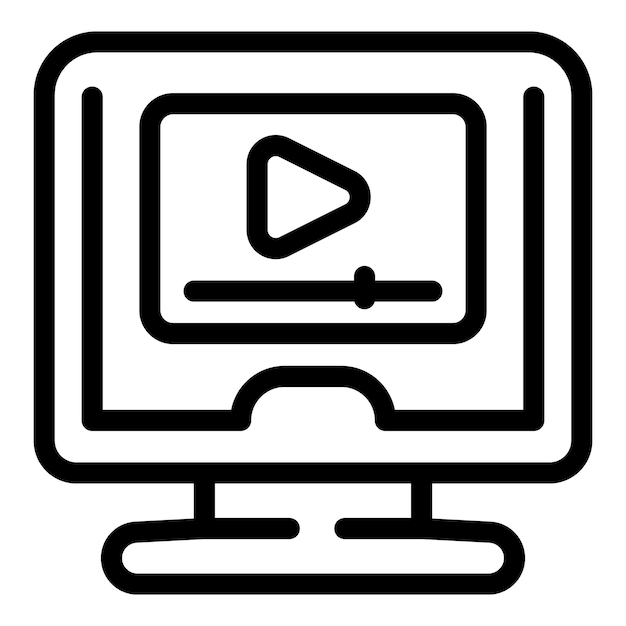 Vector de contorno de icono de reproductor de video Plan de comercio electrónico de modelo