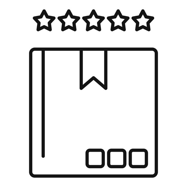 Vector de contorno del icono de revisión de la caja del producto Servicio de aplicación de comentarios del cliente