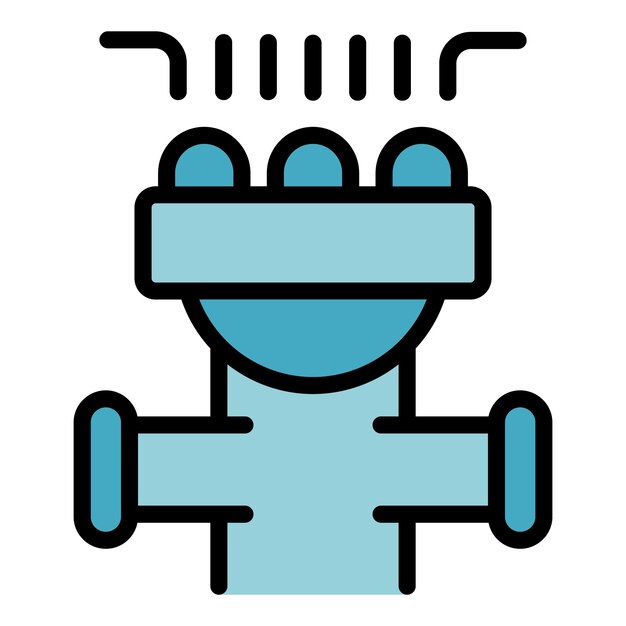 Vector de contorno de icono de riego inteligente Sistema de goteo de agua Jardín de color plano
