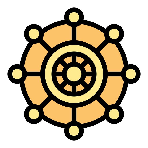 Vector de contorno del icono de la rueda de bordado Artesanía pulsera de mano color plano