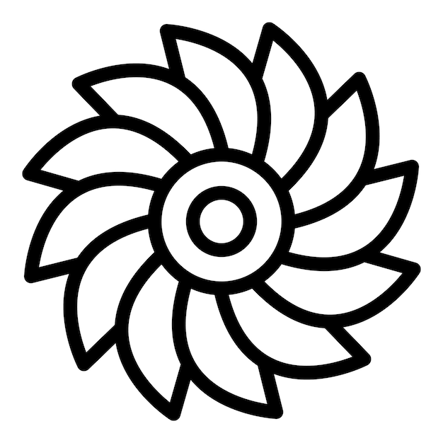 Vector de contorno del icono de la rueda de viento Rueda de paleta