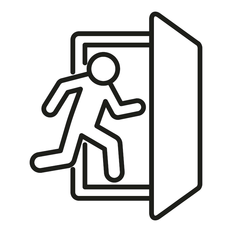 Vector vector de contorno del icono de salida de la puerta persona que sale flecha de trabajo