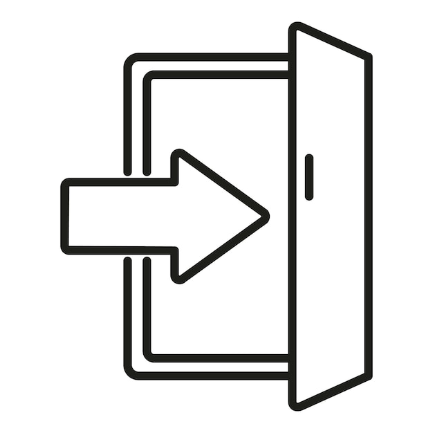 Vector de contorno del icono de salida de la puerta Personas escaleras Plan de trabajo
