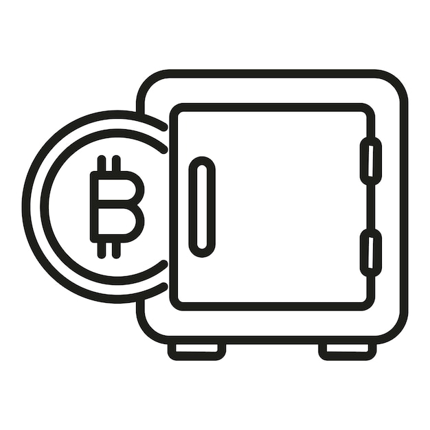 Vector de contorno de icono seguro de criptomoneda Finanzas digitales Dinero Bitcoin