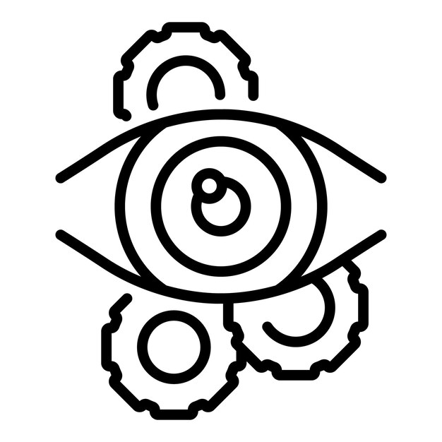 Vector de contorno de icono sensorial visual Percepción cognitiva Proceso de salud