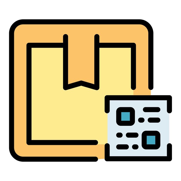 Vector de contorno del icono del servicio de paquetes Paquete de entrega Pago a domicilio color plano