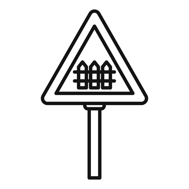 Vector de contorno del icono del signo de cruce ferroviario Signo de atención