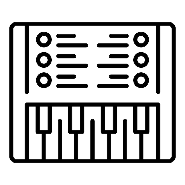 Vector de contorno del icono del sintetizador de piano Instrumento electrónico Teclado de música