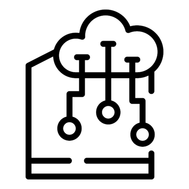 Vector de contorno de icono del sistema de casa robótica Instalación interior inteligente