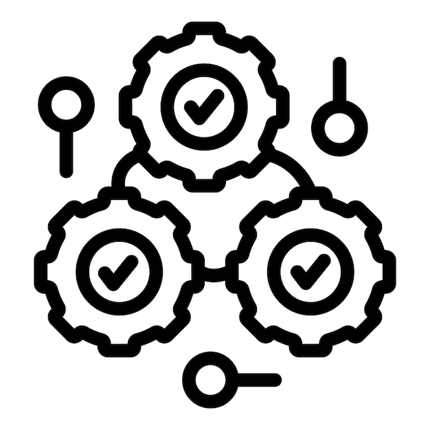 Vector de contorno del icono del sistema de engranajes Ley básica de integridad Valor de impacto de la visión