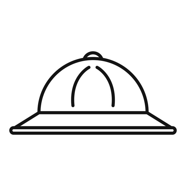 Vector de contorno del icono del sombrero de la naturaleza al aire libre Fuego de campamento en el mar remoto