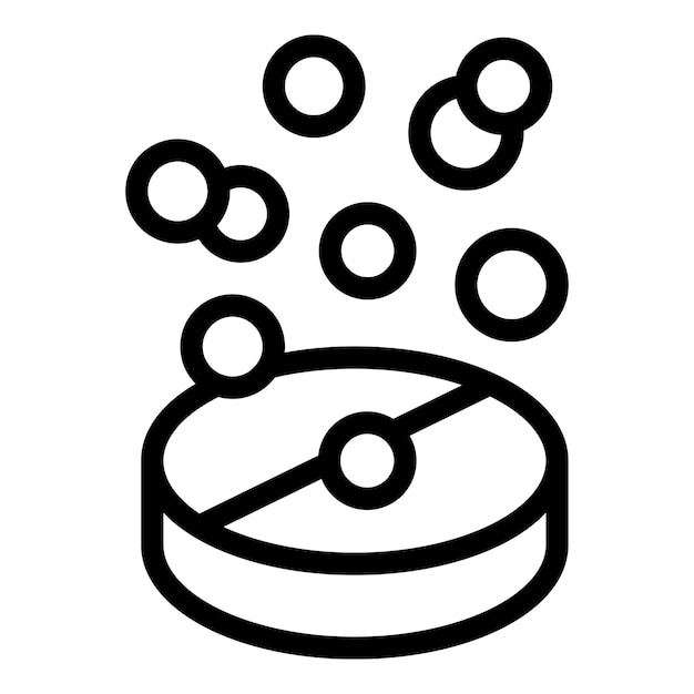 Vector de contorno del icono de la tableta de aspirina Clínica de gas de medicina Medicamentos para el azúcar