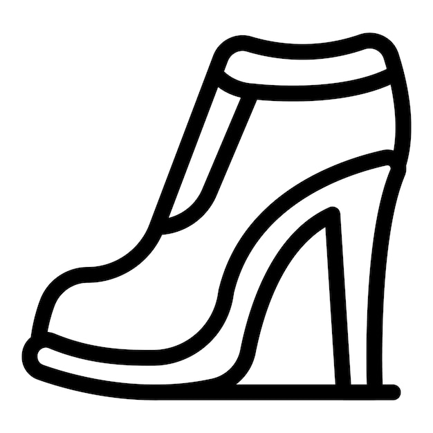 Vector vector de contorno del icono de los tacones altos de la plataforma calzado de modelo elegante