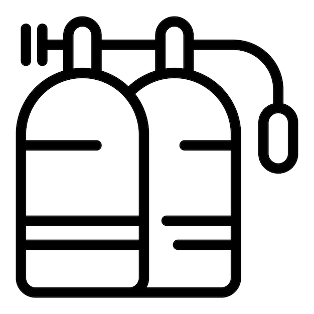Vector de contorno del icono de los tanques de buceo Equipo de oxígeno para buceo