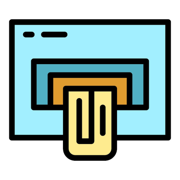Vector de contorno de icono de tarjeta bancaria aislado en fondo blanco de color plano