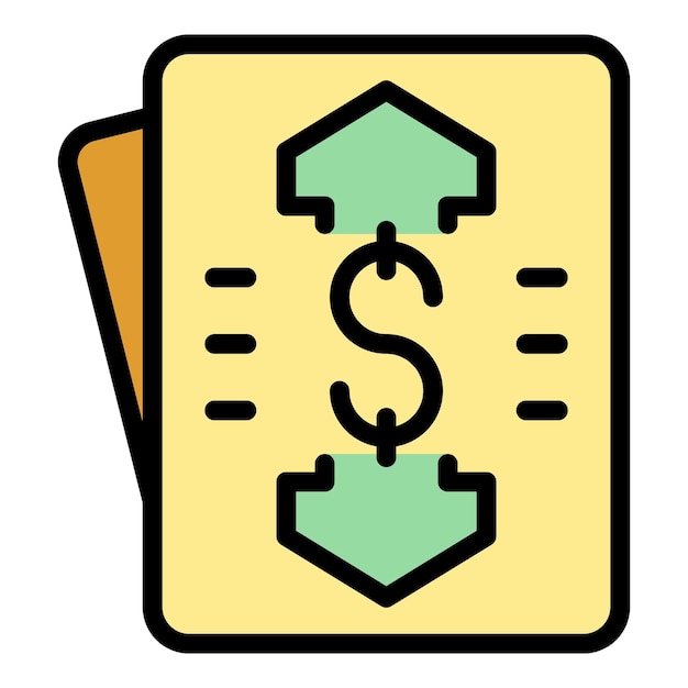 Vector de contorno del icono de la tarjeta de dinero Crecimiento del fondo Gráfico de préstamos color plano
