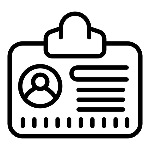 Vector de contorno del icono de la tarjeta de identificación del trabajo Compañía del equipo Oficina ocupada
