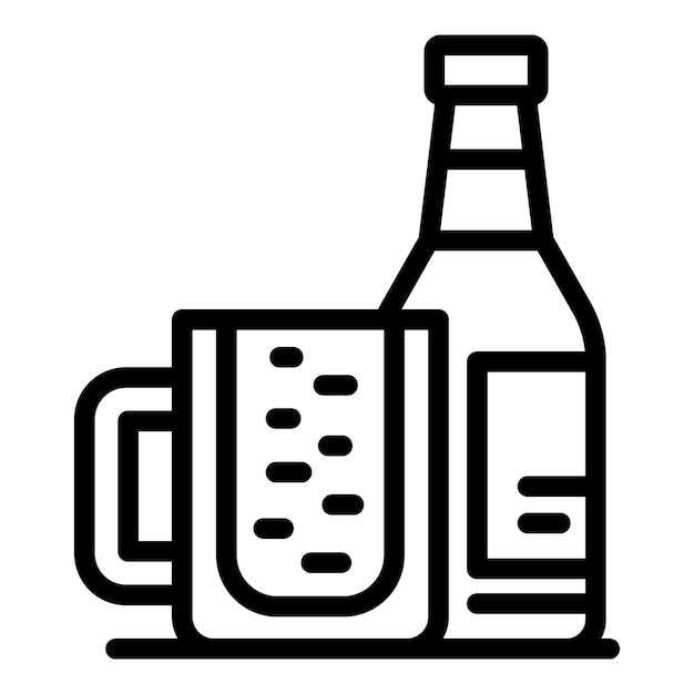 Vector de contorno del icono de la taza de cerveza del hogar Proceso de fábrica Beber líquido
