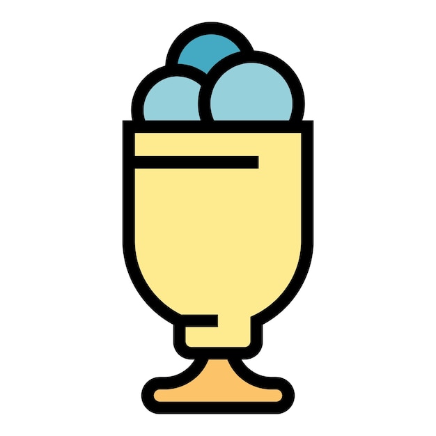 Vector de contorno del icono de la taza de helado Helado de postre de color plano