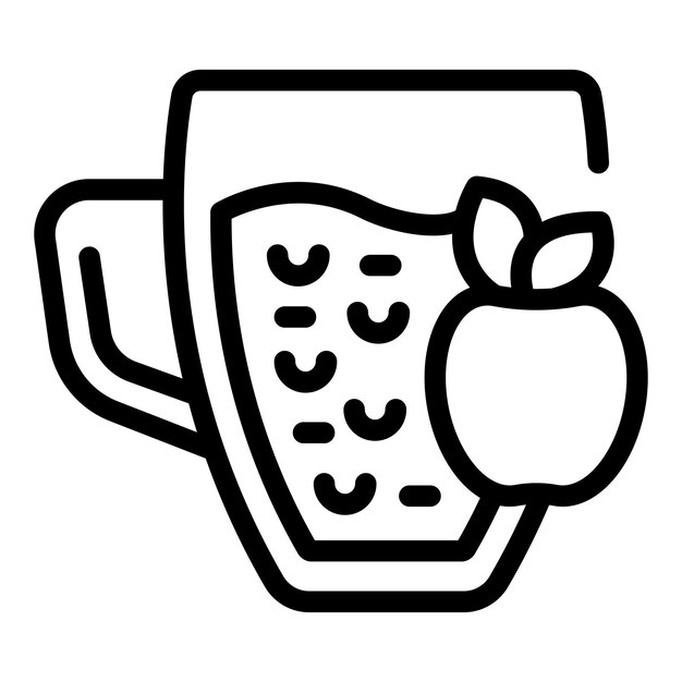 Vector vector de contorno del icono de la taza de sidra taza de jugo fresco