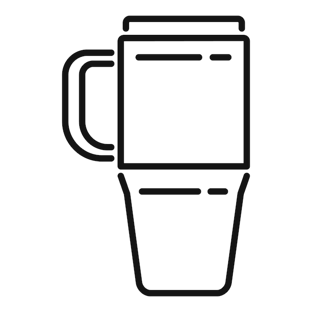 Vector de contorno de icono de taza termo de acero Taza de plástico Frasco de viaje