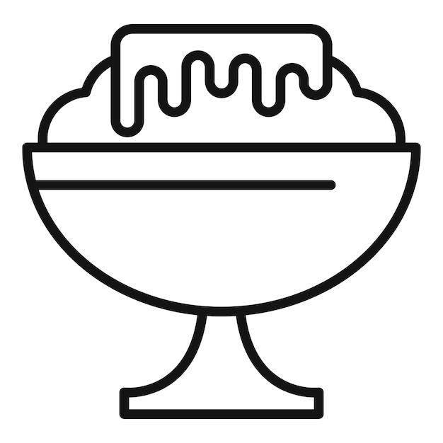 Vector de contorno del icono del tazón de gelato de plátano Postre congelado