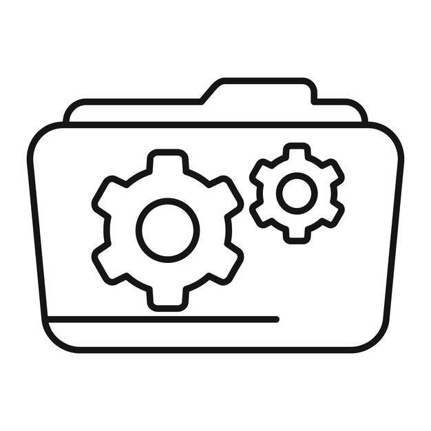 Vector de contorno del icono técnico de la máquina de carpeta Fuente de alimentación de la cámara