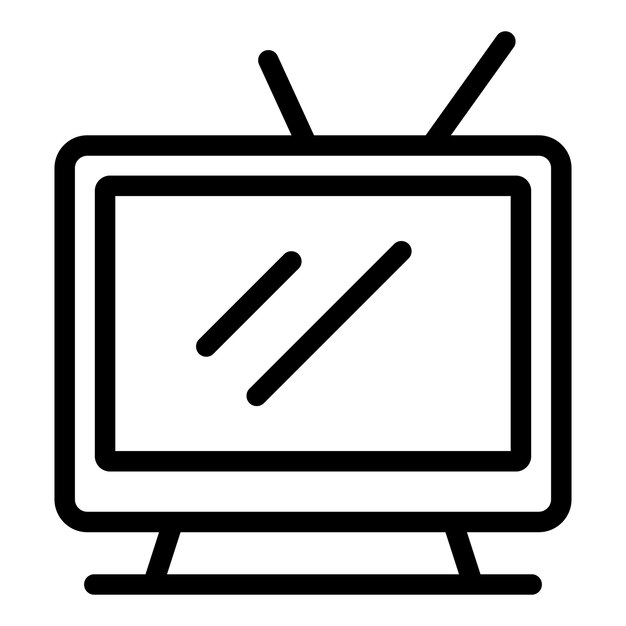 Vector de contorno de icono del televisor de rutina diaria Ver el día de trabajo