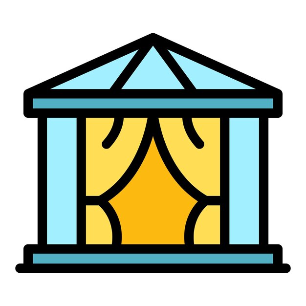 Vector de contorno del icono de la tienda griega Ciudad romana Historia antigua Color plano