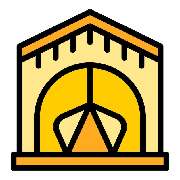 El vector de contorno del icono de la tienda de vacaciones La tienda de lujo La silla de la cabaña de color plano