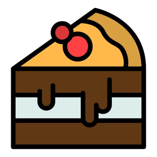 Vector de contorno del icono de Tiramisu Pastel de chocolate Crema de postre de color plano
