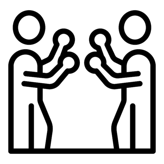 Vector de contorno de icono de torneo de boxeo Campeón de lucha Anillo de caja