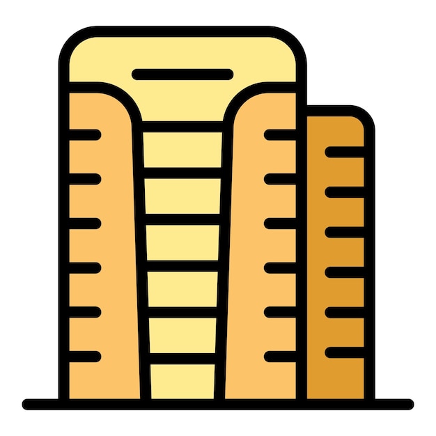 Vector de contorno del icono de la torre del aeropuerto Edificio de la ciudad Color plano de viaje nacional