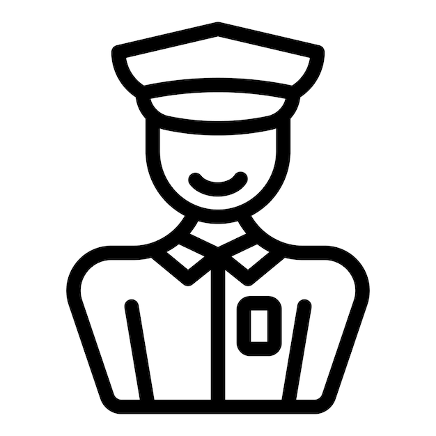 Vector de contorno del icono del trabajador de seguridad del aeropuerto Personal de embarque del aeropuerto