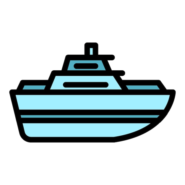 Vector de contorno del icono del tráfico de mercancías de buques Servicio de furgonetas Color plano de la carga del camión