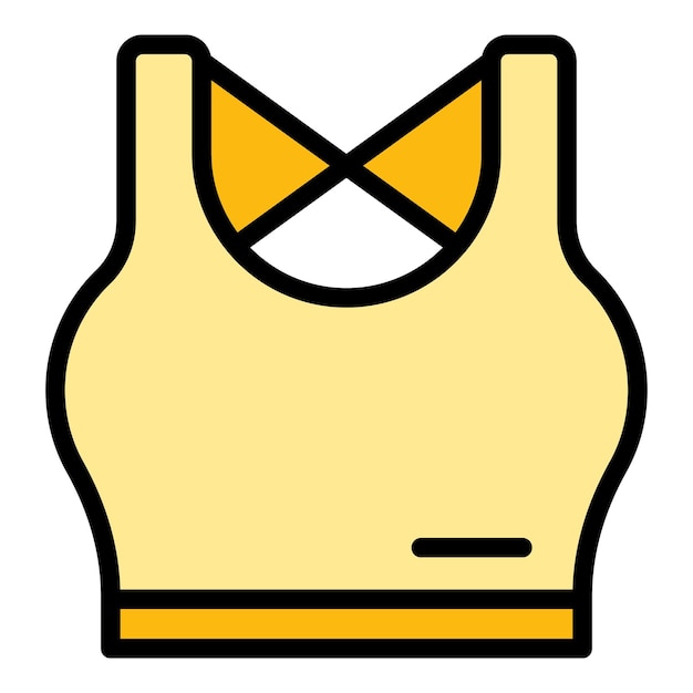 Vector de contorno de icono de traje de sujetador Entrenamiento de moda Deporte en línea color plano