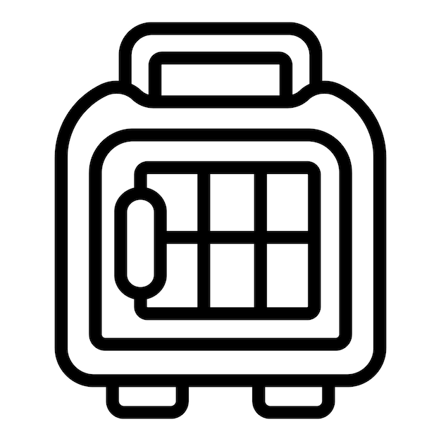 Vector de contorno de icono de transportador de gato doméstico Cesta de viaje de gatito