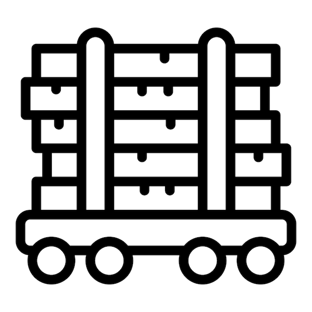 Vector vector de contorno del icono de transporte de mercancías del sistema ferroviario envío de vagones ferroviarios