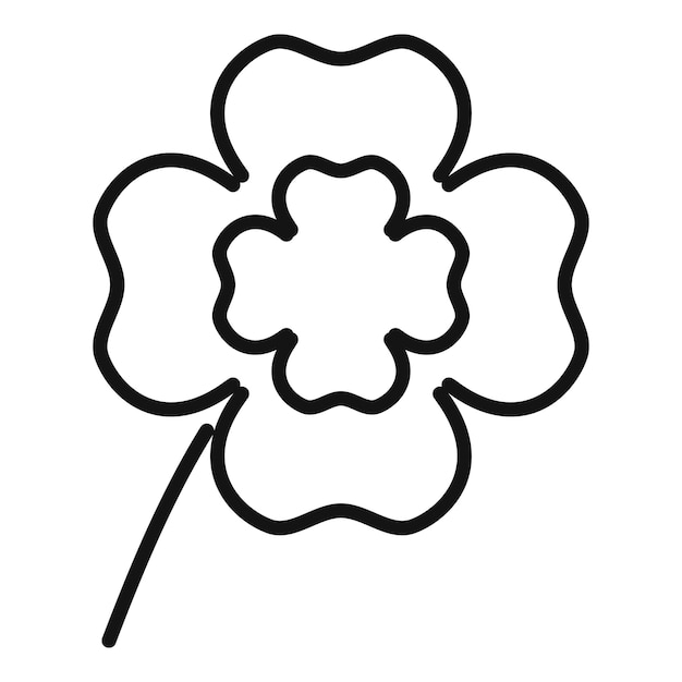 Vector de contorno de icono de trébol irlandés cuatro hojas San Patricio