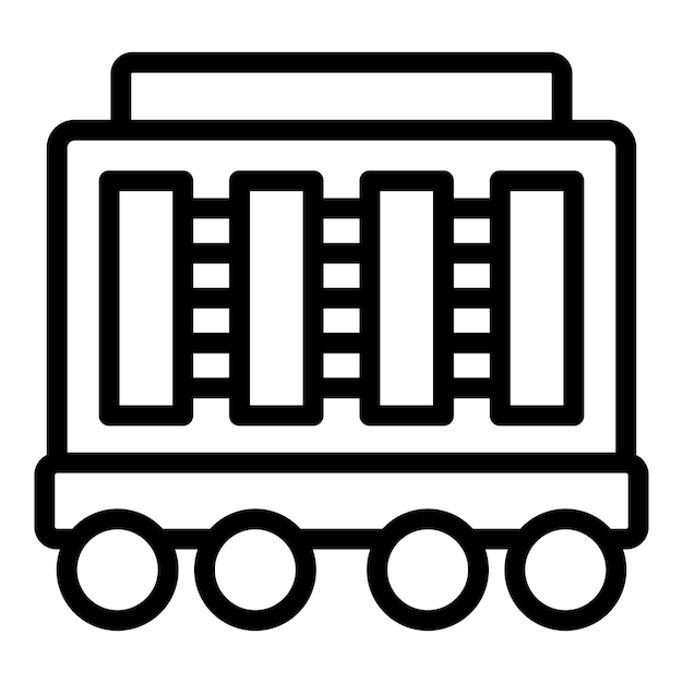 Vector de contorno del icono del tren del transportista de mercancías distribución de la locomotora