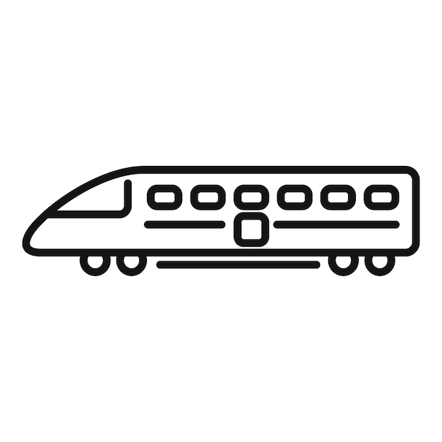 Vector de contorno de icono de tren de vagón largo velocidad de movimiento rápido