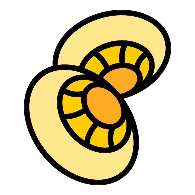 Vector de contorno del icono de la trufa de los hongos de los alimentos de shiitake de los fungos de la morela de color plano