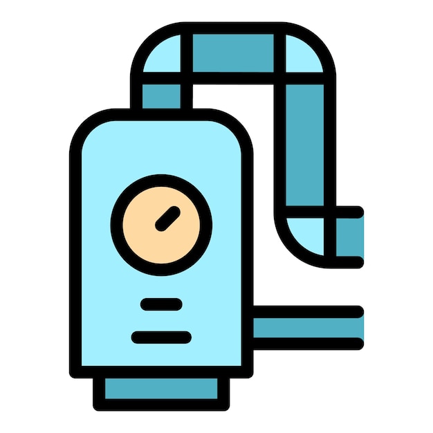 Vector de contorno del icono de la tubería de la caldera de gas calefactor de casa color plano de la energía del agua