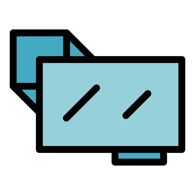 Vector de contorno del icono de la TV Pared soporte de montaje de la TV color plano